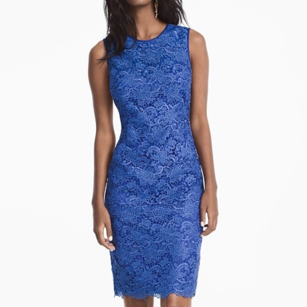 🔥NeW🔥 NWT 💙STUNNING White House Black Market Lace Sheath Dress - Sz 6 ✨✨✨